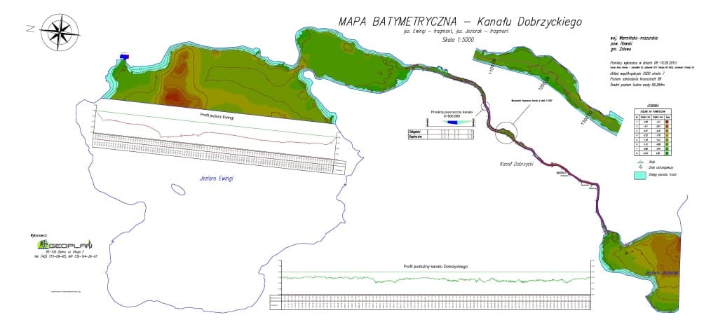 Mapa batymetryczna - wynik pomiarów dna zbiornika