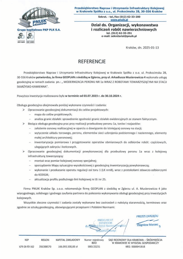 PNUIK Kraków Sp. z o.o. - referencja