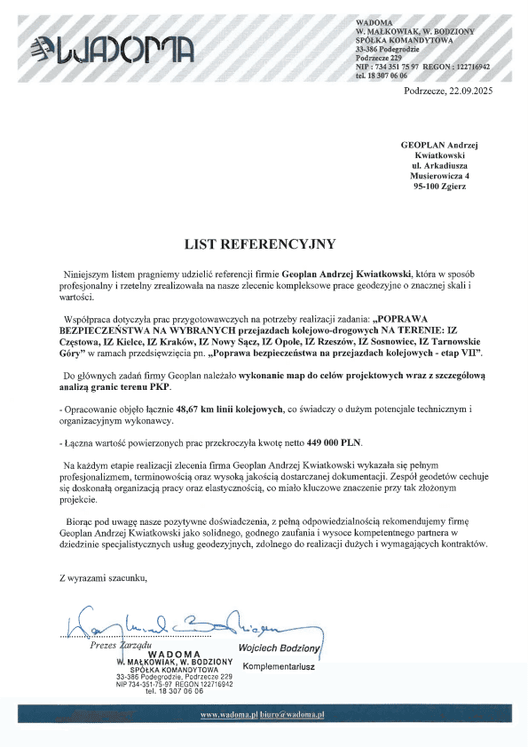 WADOMA Sp. komandytowa - referencja