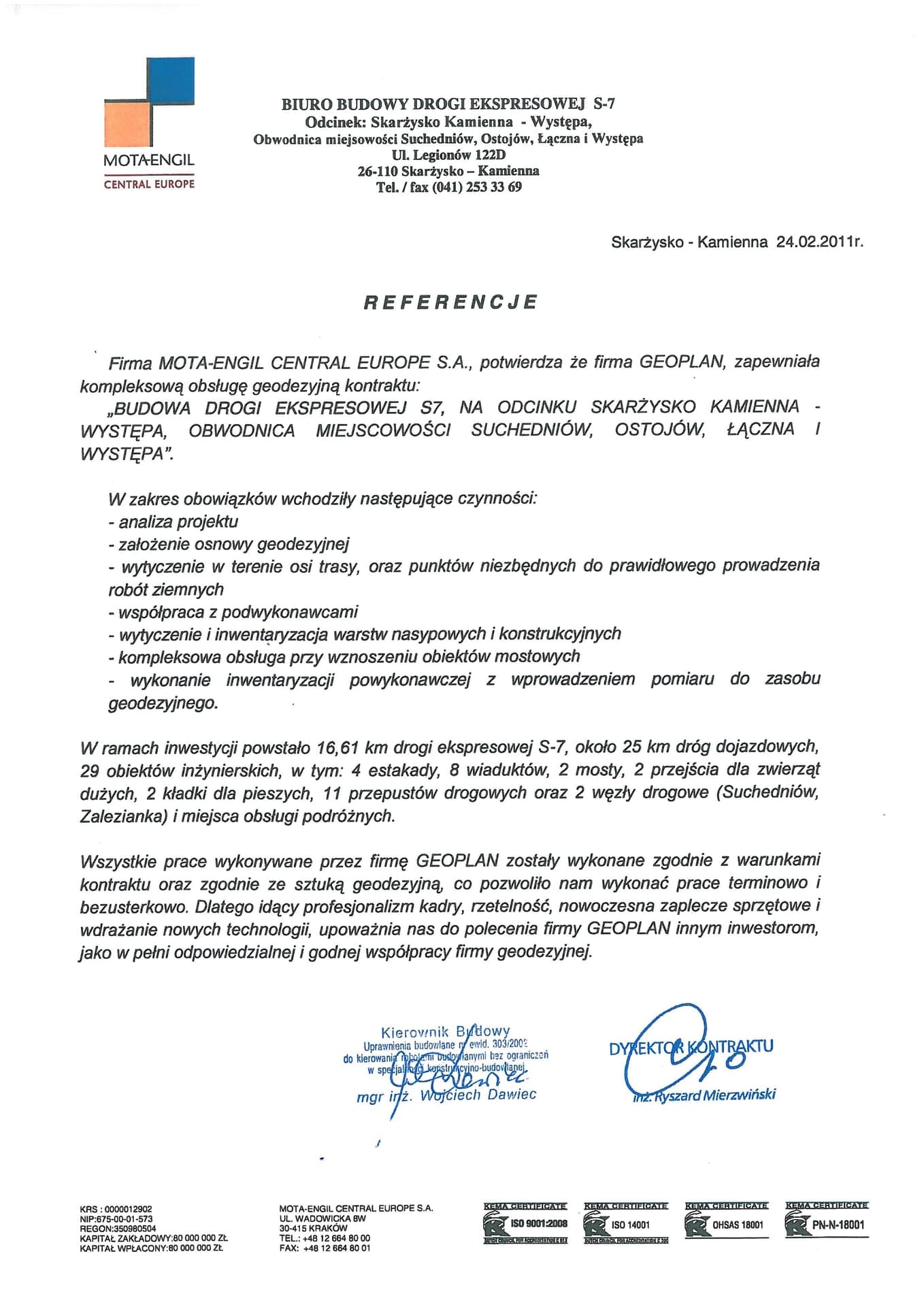 MOTA-ENGIL Polska S.A. - referencja