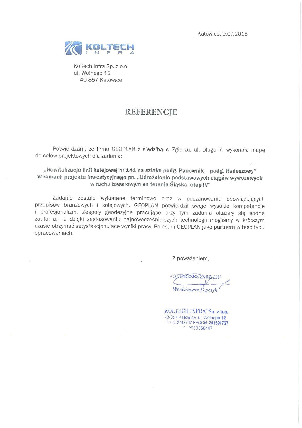 KOLTECH INFRA - referencja