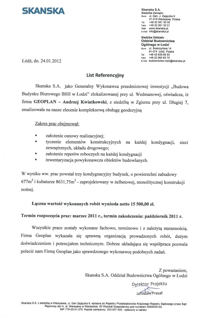 SKANSKA S.A. - referencja