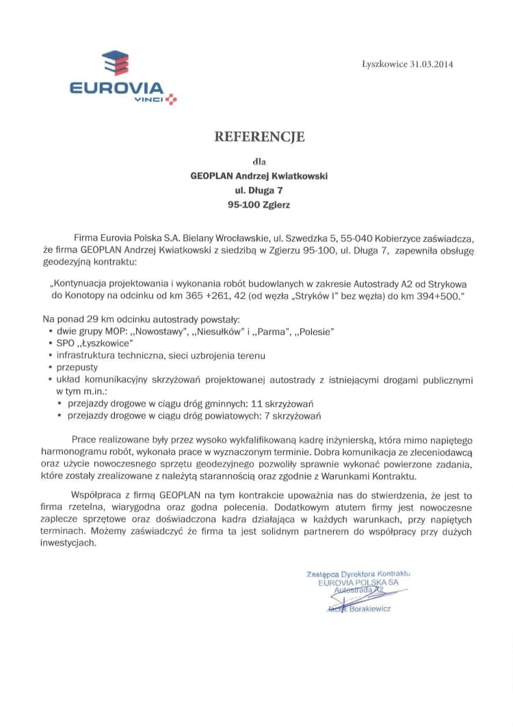 Eurovia Polska S.A. - referencja