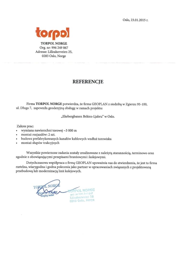 TORPOL S.A. - referencja