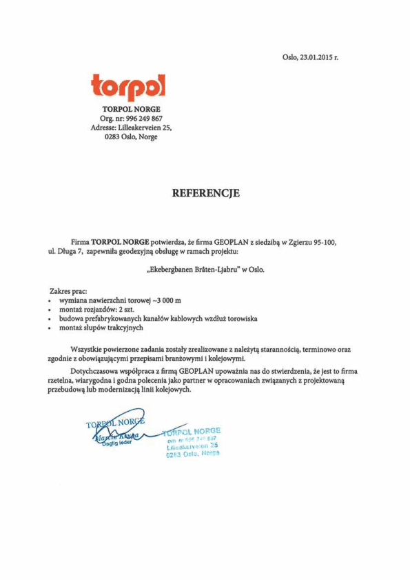 TORPOL NORGE AS - referencja