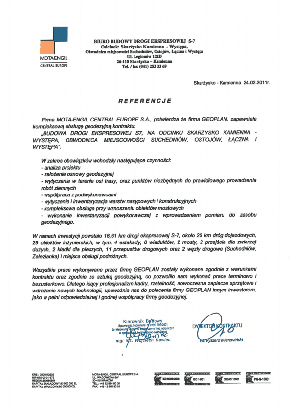 Mota-Engil Central Europe Sp. z o.o. - referencja
