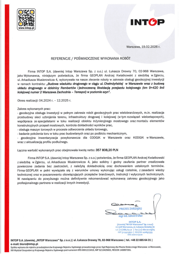 INTOP S.A. - referencja