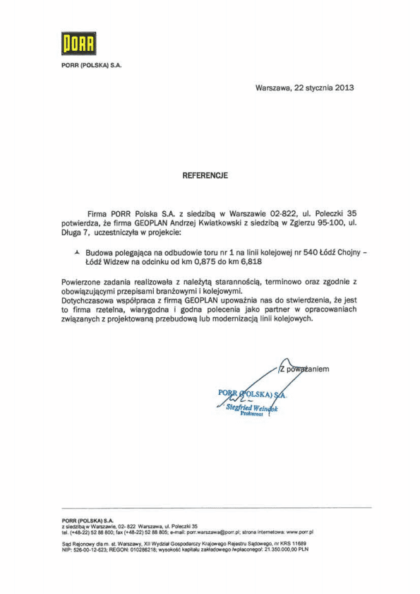 PORR S.A. - referencja