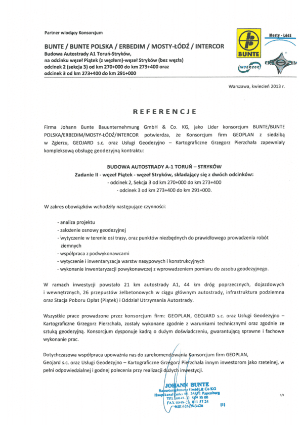 BUNTE & MOSTY ŁÓDŹ & INTERCOR & ERBEDIM - referencja